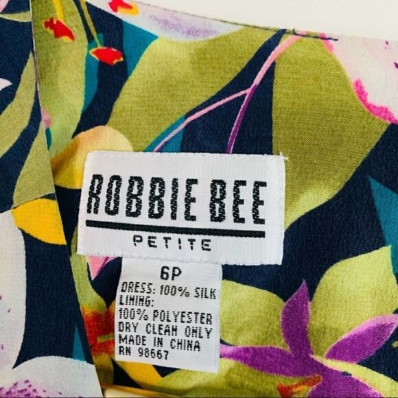 Vintage Robbie Bee 100%Silk Wrap Floral Dress Hawaii Beach Cruise Vacation - Picture 6 of 6